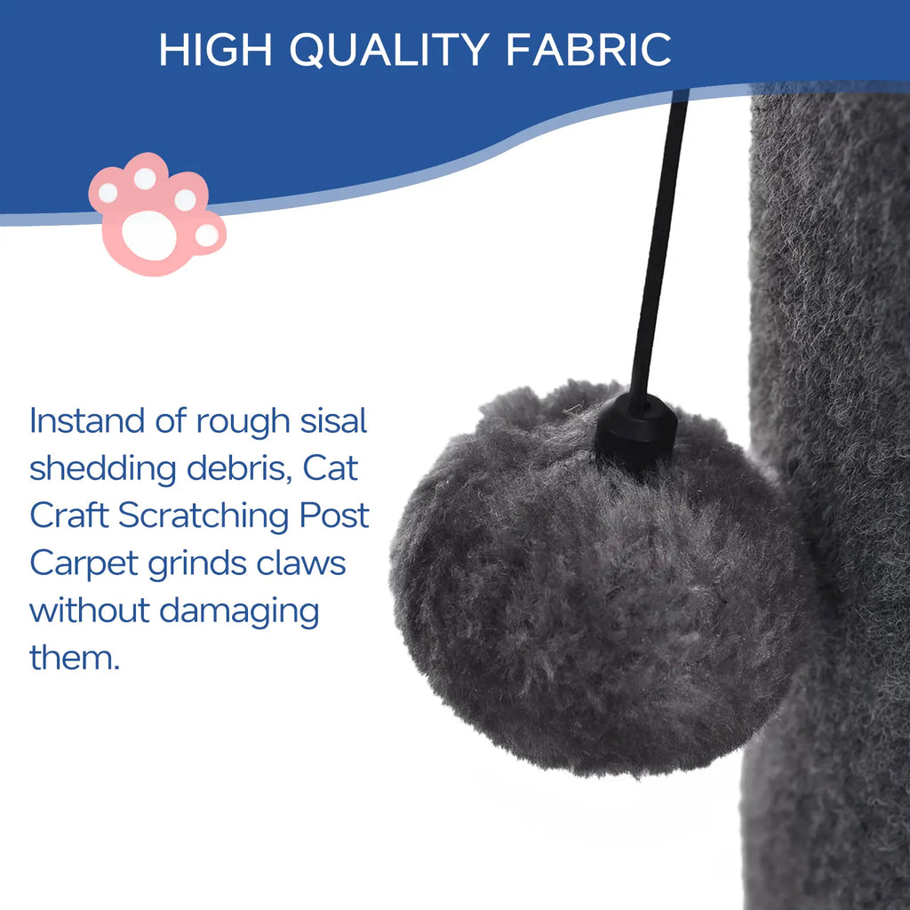 Made4Pets Plain Freestanding Sisal Scratching Post for Indoor Cats, 19.25" L X 19.25" W X 41.73" H, Sturdy Base, Replaceable Spring Toy, Space-Saving Compact Build, Supports Healthy Nails, Vertical Scratcher