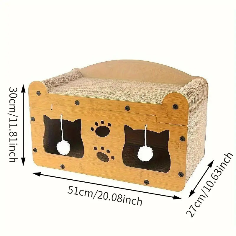 【Already Have 10K Favorites】2 in 1 Cat Bed with Scratching Board Pet Furniture for Indoor Cats Suitable for Multiple Cats Durable Double Layer Design Cat Bed Stylish and Comfortable Cat Furniture for All Seasons Wooden Cat Bed Summervibes Petlovers