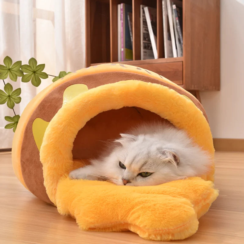 New Honey Jar Cat Nest Semi-Enclosed Autumn and Winter Warm Puppy Nest Soft, Comfortable and Breathable Pet Supplies