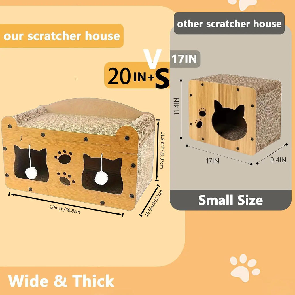 【Already Have 10K Favorites】2 in 1 Cat Bed with Scratching Board Pet Furniture for Indoor Cats Suitable for Multiple Cats Durable Double Layer Design Cat Bed Stylish and Comfortable Cat Furniture for All Seasons Wooden Cat Bed Summervibes Petlovers