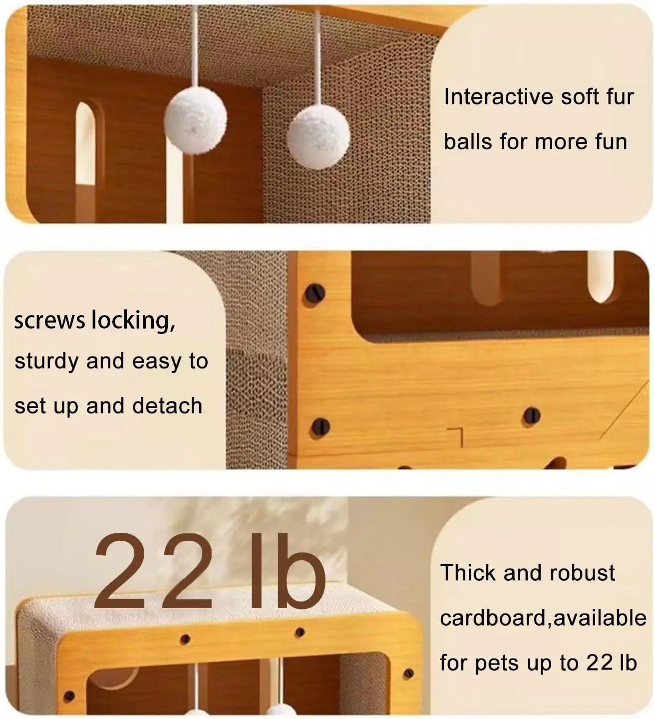 【Already Have 10K Favorites】2 in 1 Cat Bed with Scratching Board Pet Furniture for Indoor Cats Suitable for Multiple Cats Durable Double Layer Design Cat Bed Stylish and Comfortable Cat Furniture for All Seasons Wooden Cat Bed Summervibes Petlovers